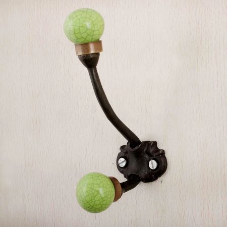Lime Green Crackle Iron Hooks-EHG-88